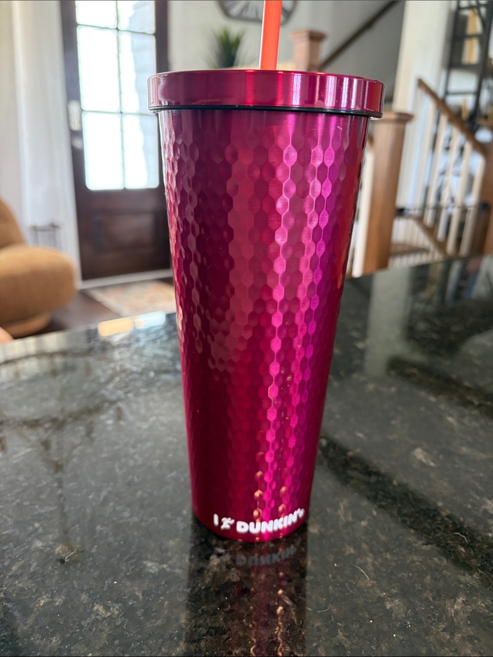 Fuchsia Textured Stainless Tumbler with Straw